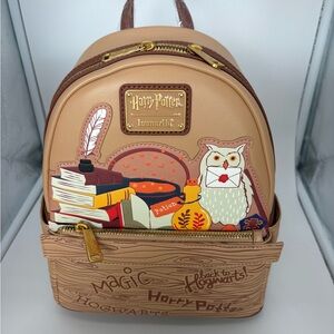 Loungefly Harry Potter Tan Brown Mini Backpack with Owl & Potion Patch
